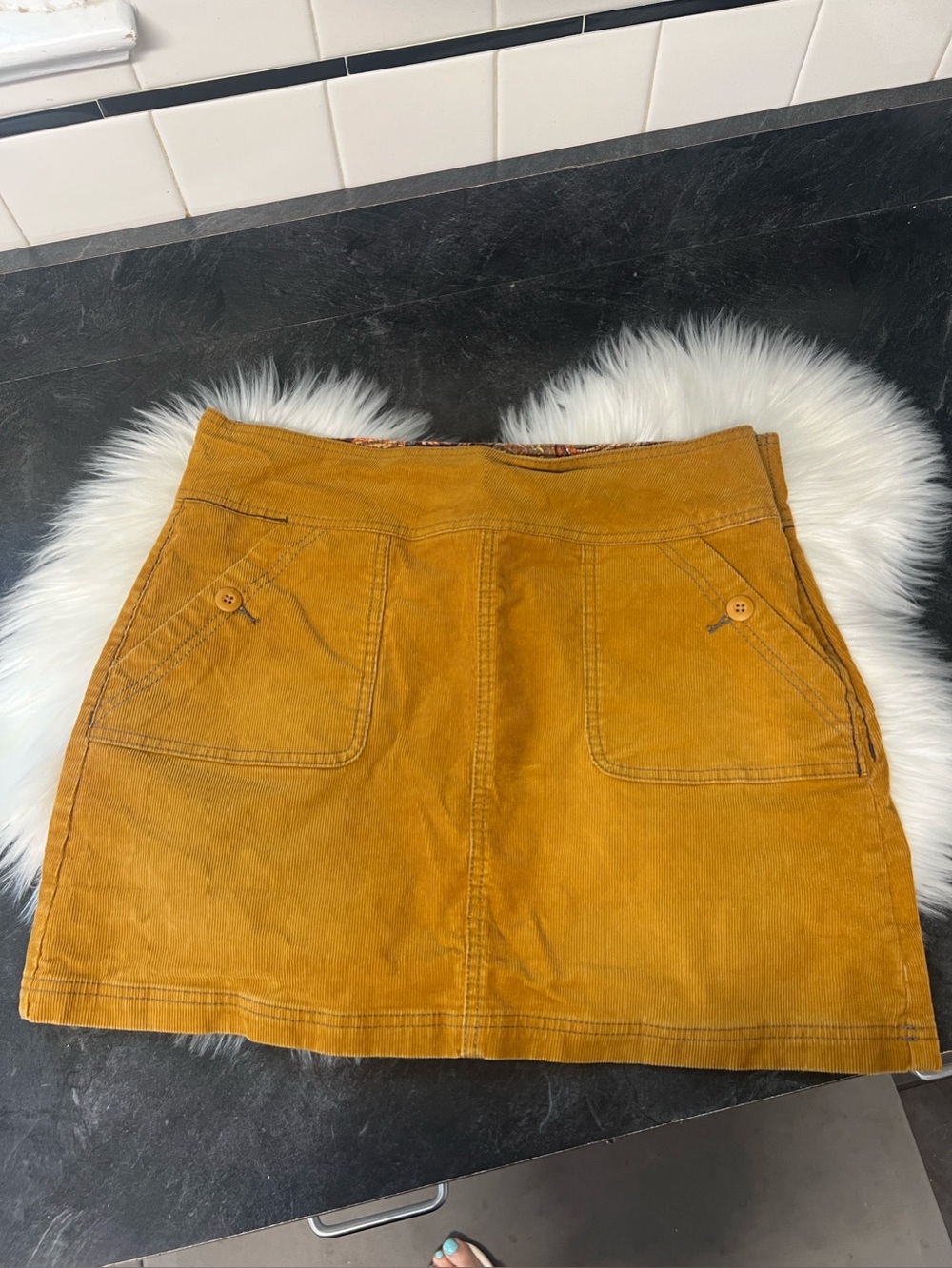 Prana canyon corduroy mustard mini skirt size 10